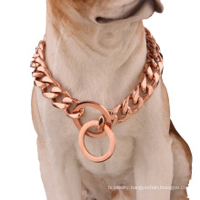 Custom 19mm Stainless Steel Rose Gold Medium And Large Pet Dog Chains P Chain Dog Collar